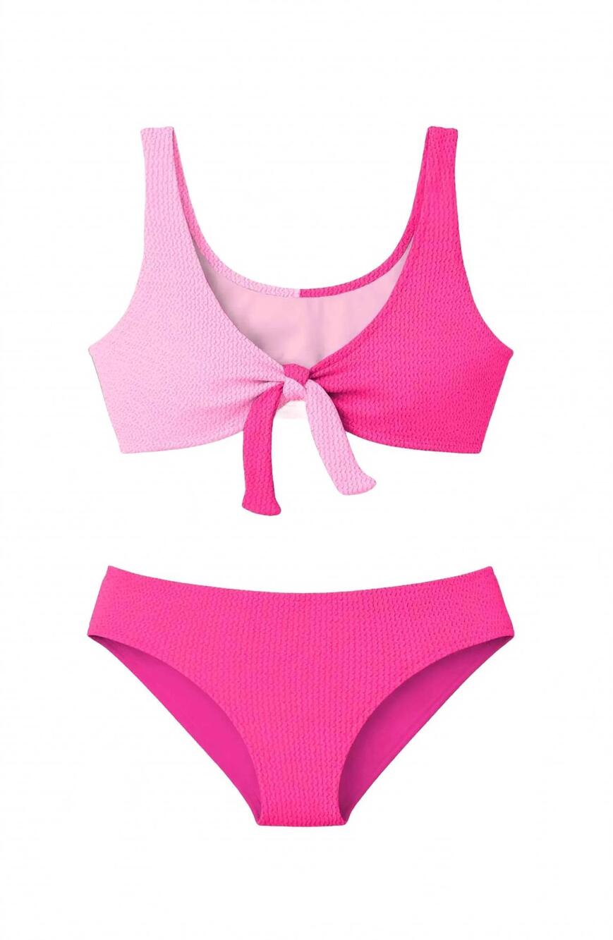 NEW LIMEAPPLE girl's izy crinkle color block bikini in hot pink